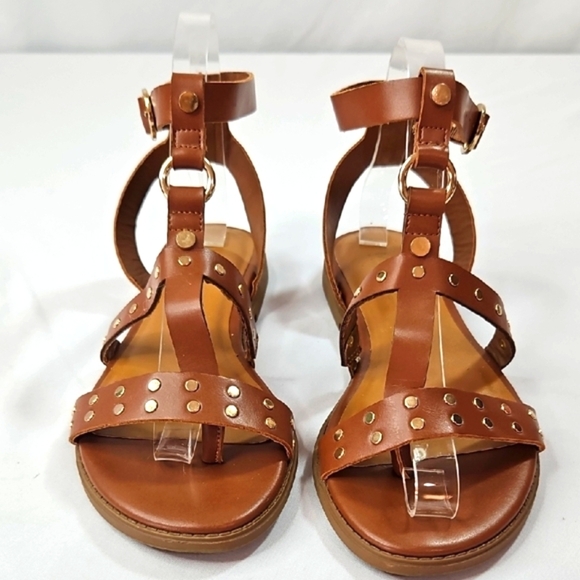 Michael Shannon Tan Sandals with Gold Accents Size 7 - Picture 4 of 8